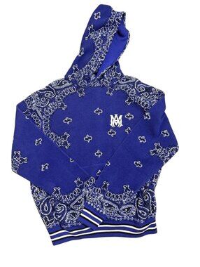 AMIRI Bandana Knit Hoodie Cobalt Blue Size Large Like NEW